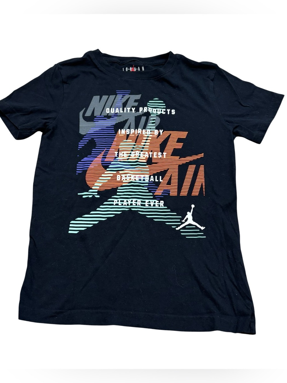 Boys Jordan Air Jumpman Black Graphic T-shirt Size Medium 10-12